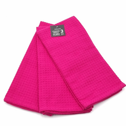 RANS London Waffle Tea towels Hot Pink set of 6