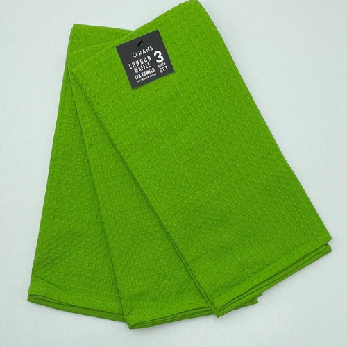 RANS London Waffle Tea towels Lime Green set of 6