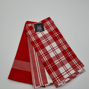 RANS Madrid Stripe & Check Tea Towels - 3 piece set