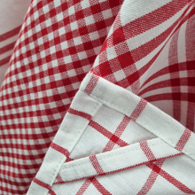 Load image into Gallery viewer, RANS Milan Tea Towels 5 Piece Set Check &amp; Stripe Designs | RED