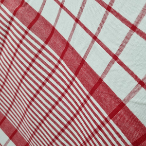 RANS Milan Tea Towels 5 Piece Set Check & Stripe Designs | RED